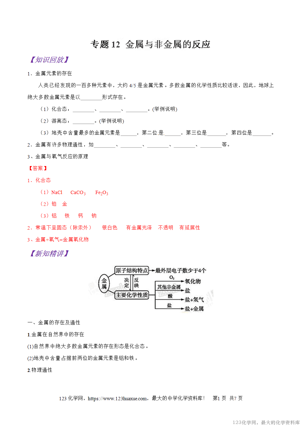 专题12金属与非金属的反应-2025年秋初升高化学衔接精品专题学案教师版-1 专题12金属与非金属的反应-2025年秋初升高化学衔接精品专题学案教师版-1