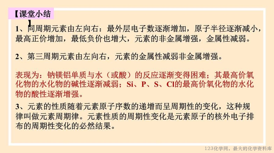 2025年秋季高中化学人教版必修一优质课件4.2.1《元素性质的周期性变化规律》