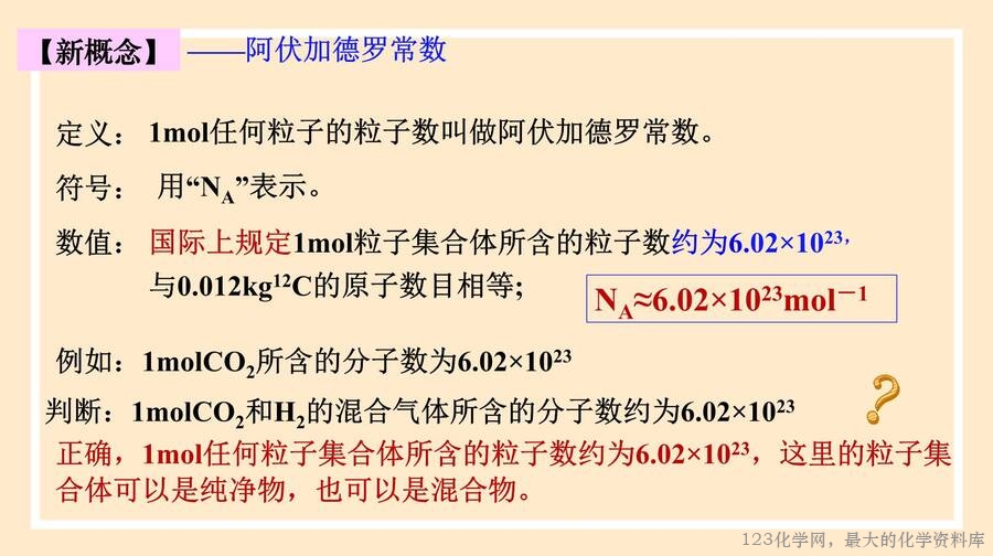 2025年秋季高中化学人教版必修一优质课件2.3.1 物质的量的单位——摩尔