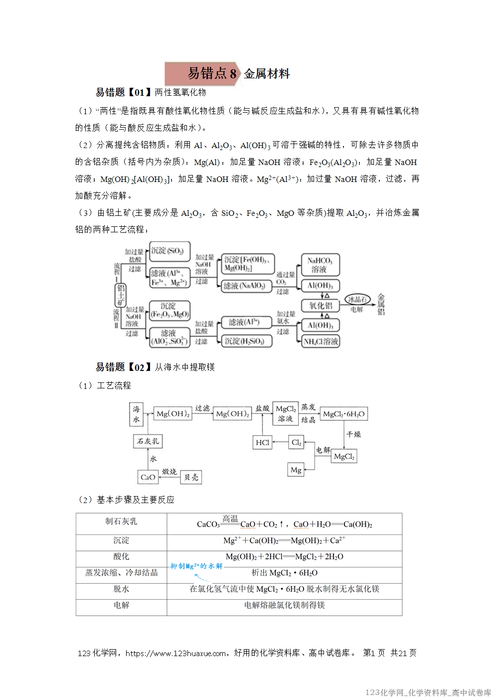 备战2026年高考化学二轮复习易错题易错点08金属材料(教师版-1