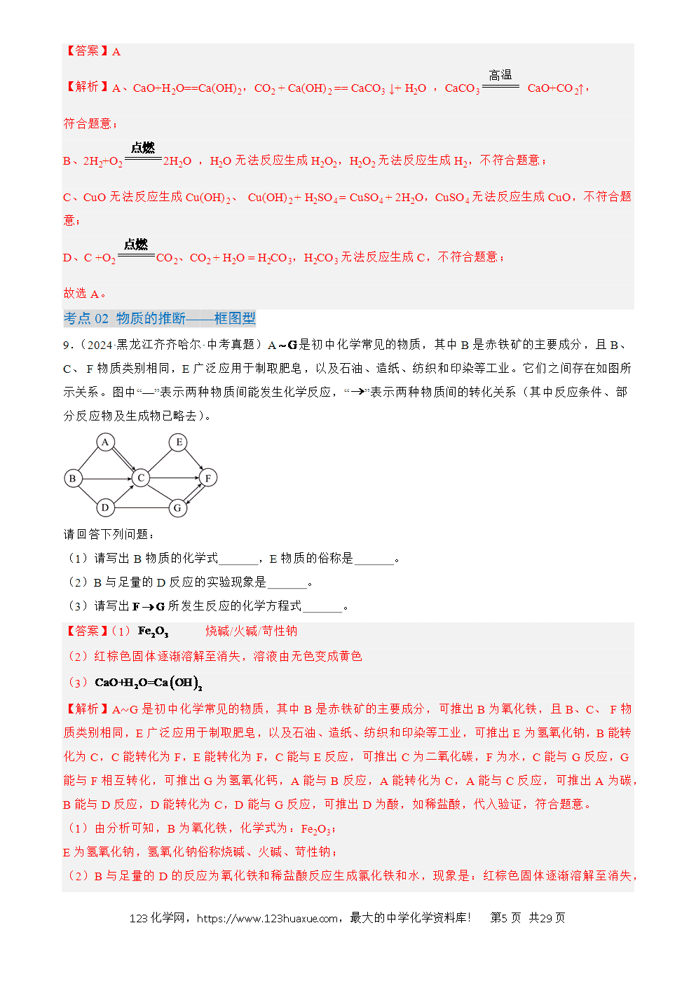 2022-2024三年中考化学真题分类汇编全国通用专题21 物质推断题解析版