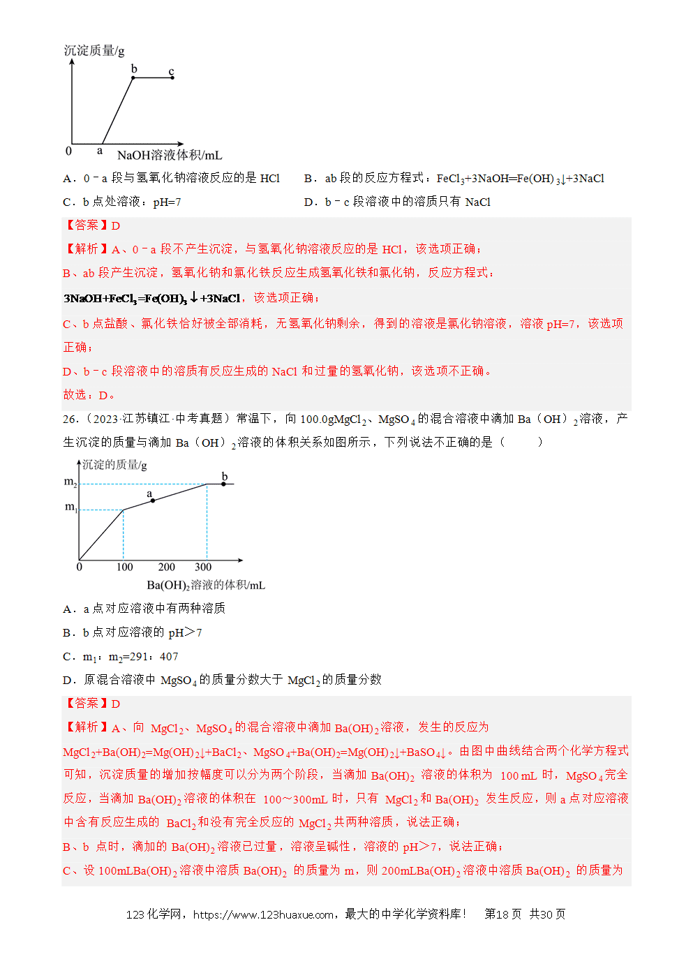 2022-2024三年中考化学真题分类汇编全国通用专题19 坐标图像题解析版