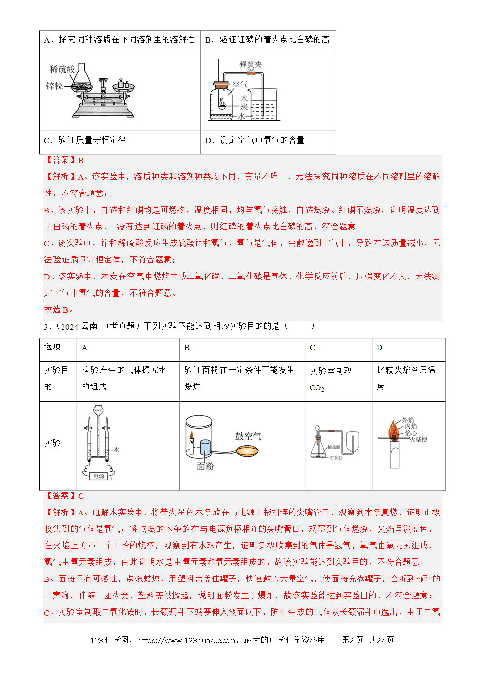 2022-2024三年中考化学真题分类汇编全国通用专题18 实验方案的设计与评价解析版