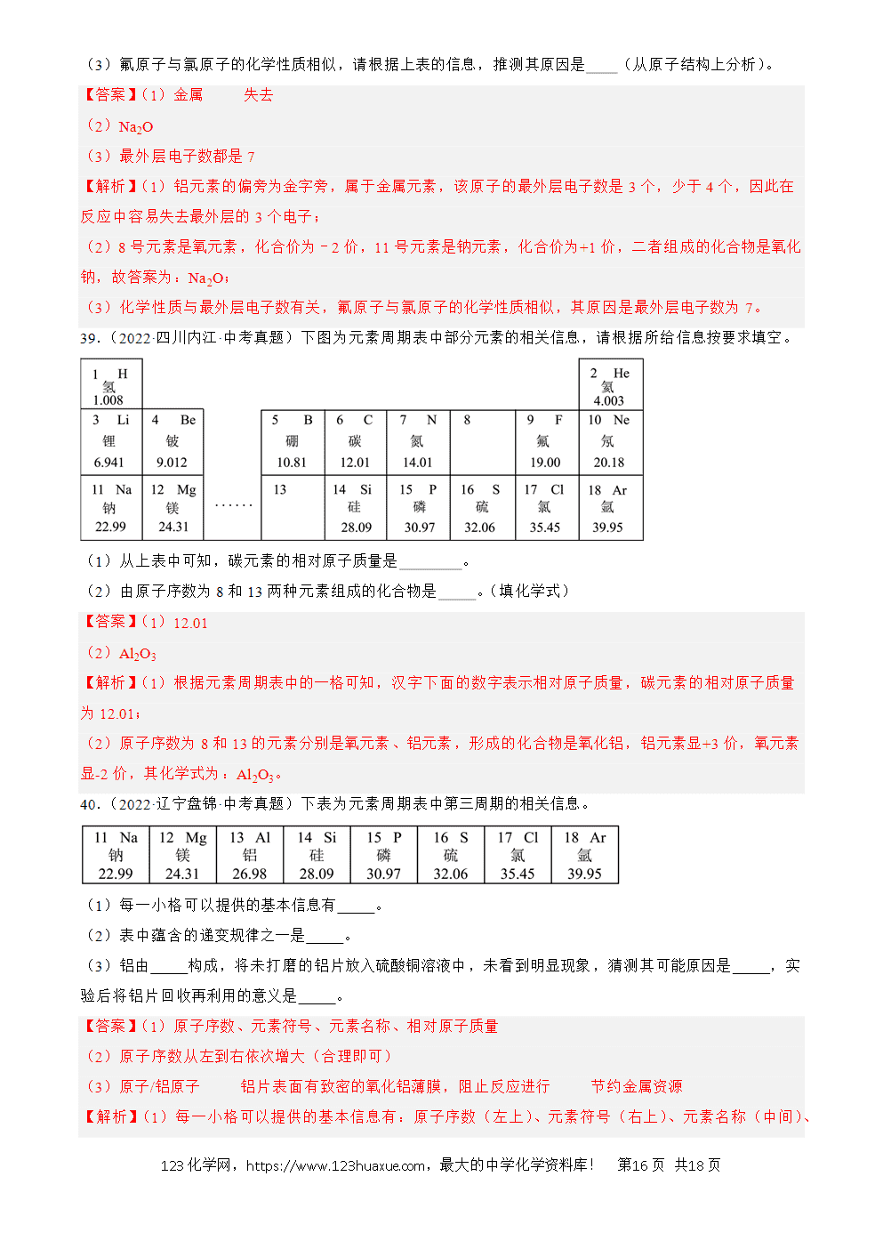 2022-2024三年中考化学真题分类汇编全国通用专题11 认识化学元素解析版-16 2022-2024三年中考化学真题分类汇编全国通用专题11 认识化学元素解析版