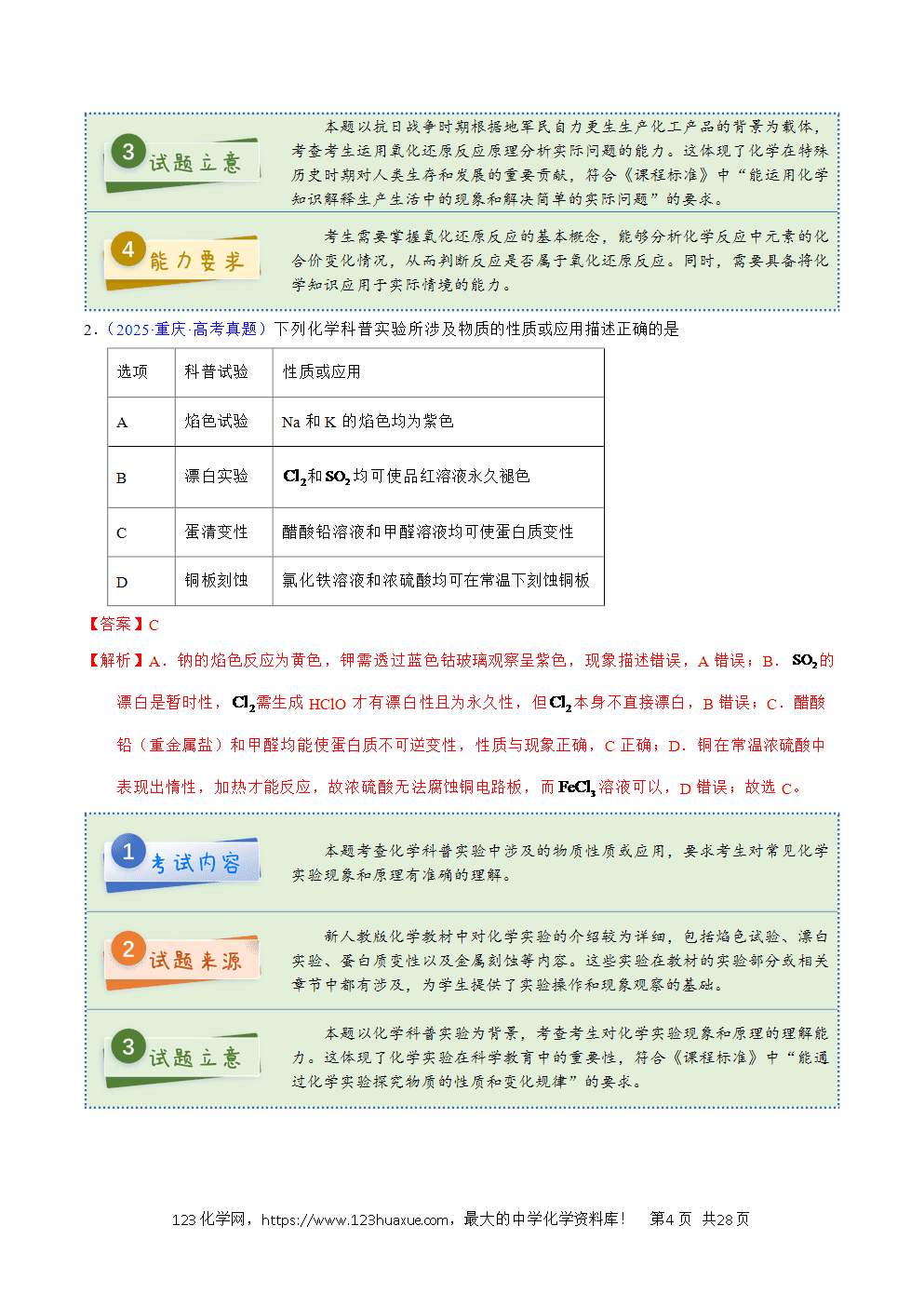 2025年高考化学试卷真题完全解读（重庆卷）word文档可编辑