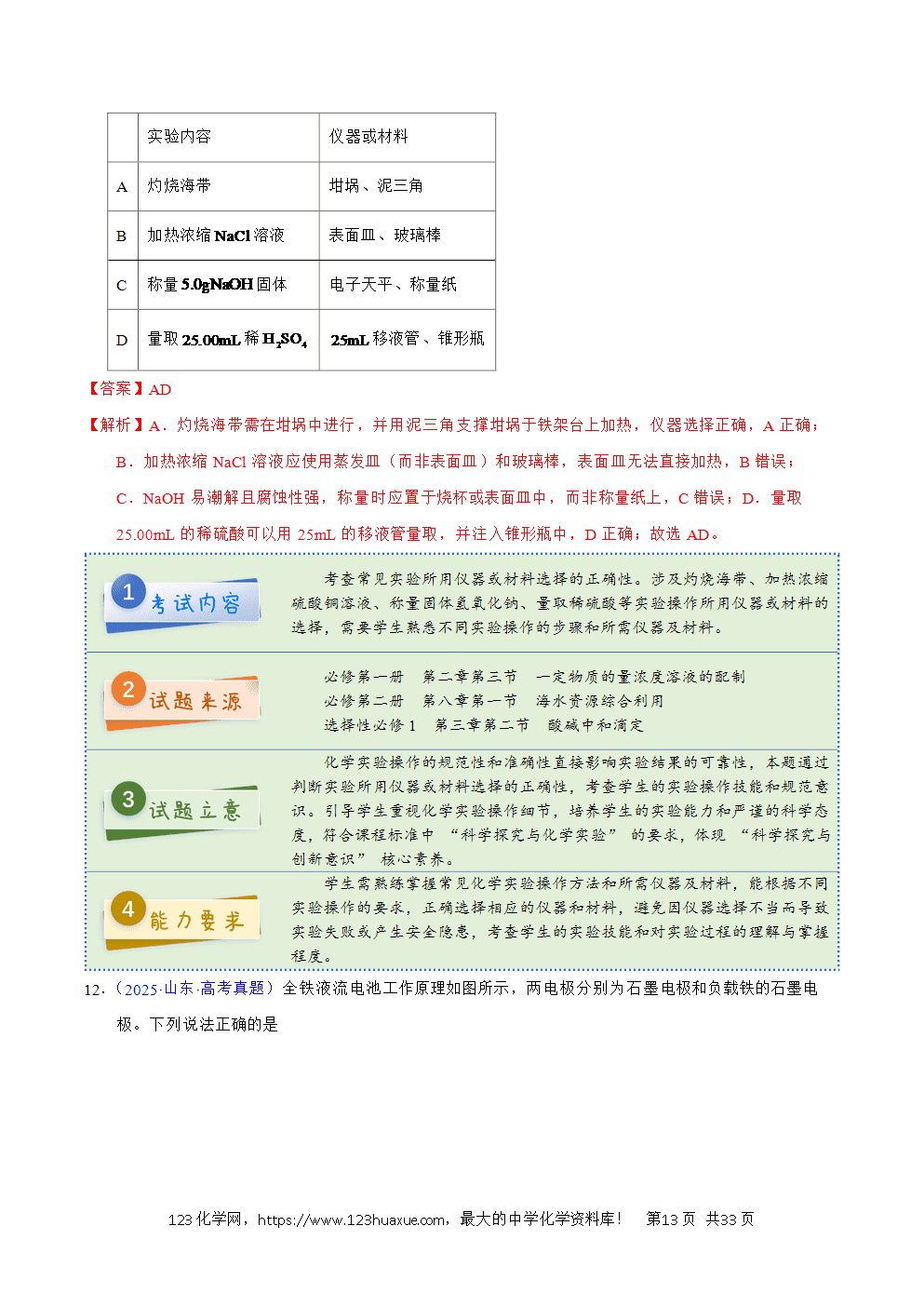 2025年高考化学试卷真题完全解读（山东卷）word文档可编辑
