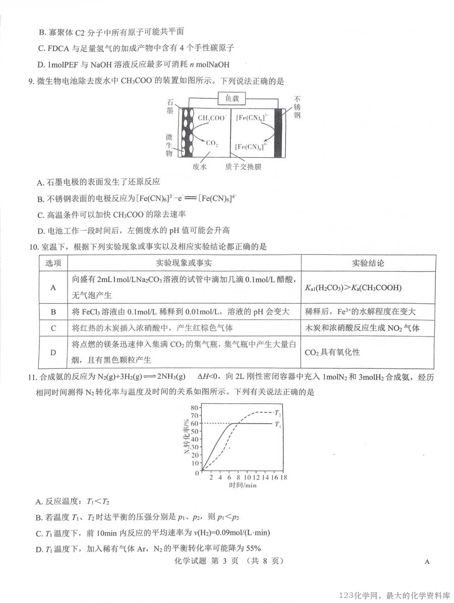 2025届山西省三重教育高三5月押题考试（太原三模）化学试卷含答案