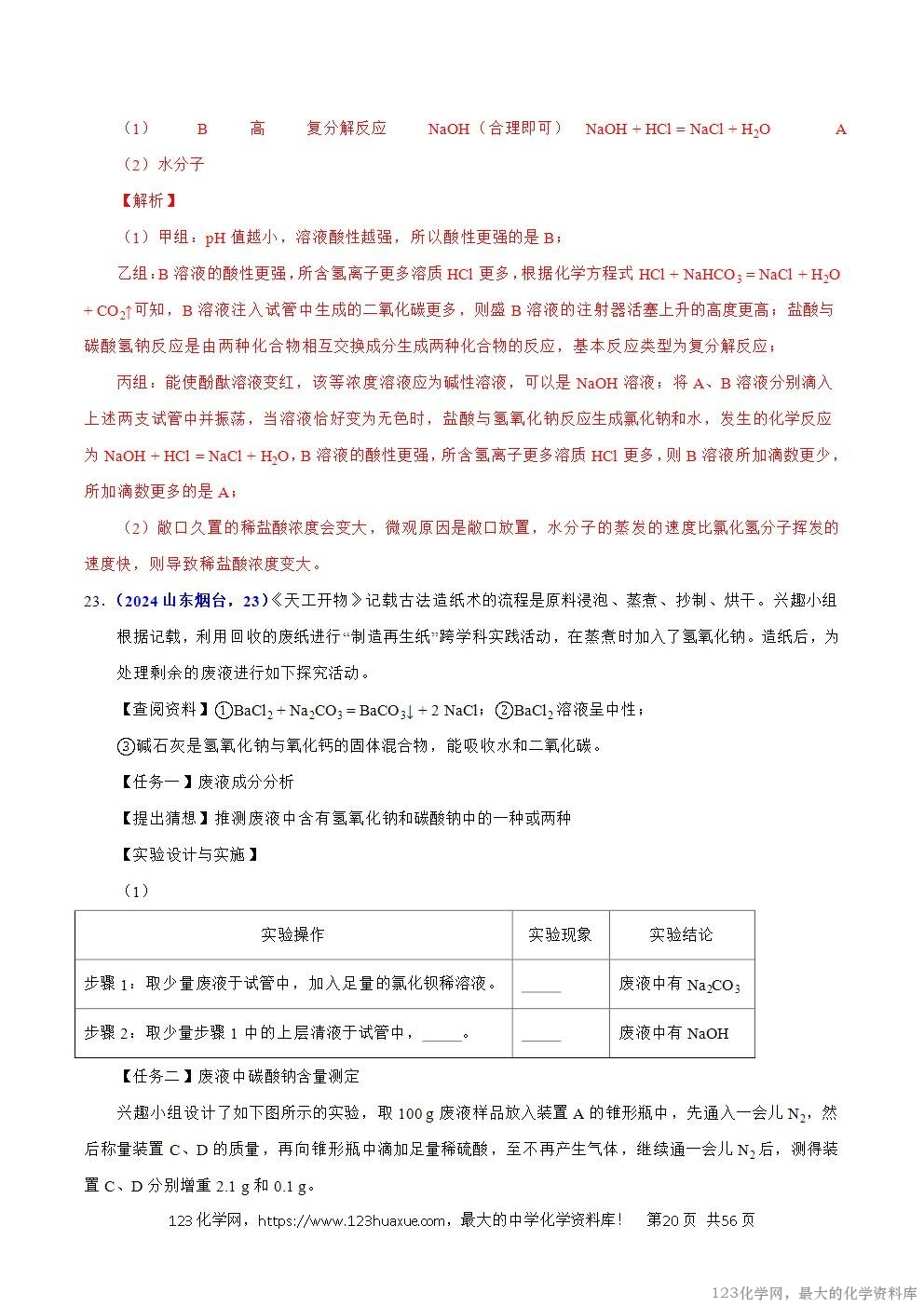 2024年中考化学试卷分类汇编专题20综合实验和科学探究题解析版word版