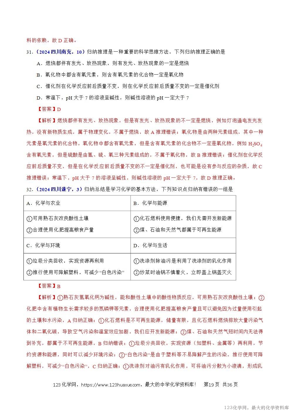2024年中考化学试卷分类汇编专题16化学思想方法与实验设计解析版word版