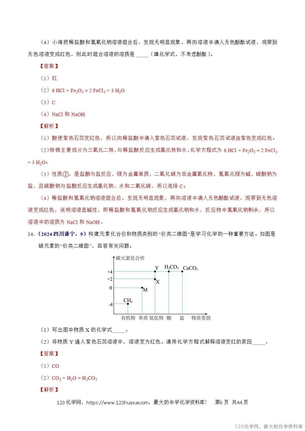 2024年中考化学试卷分类汇编专题13酸碱盐的性质解析版word版