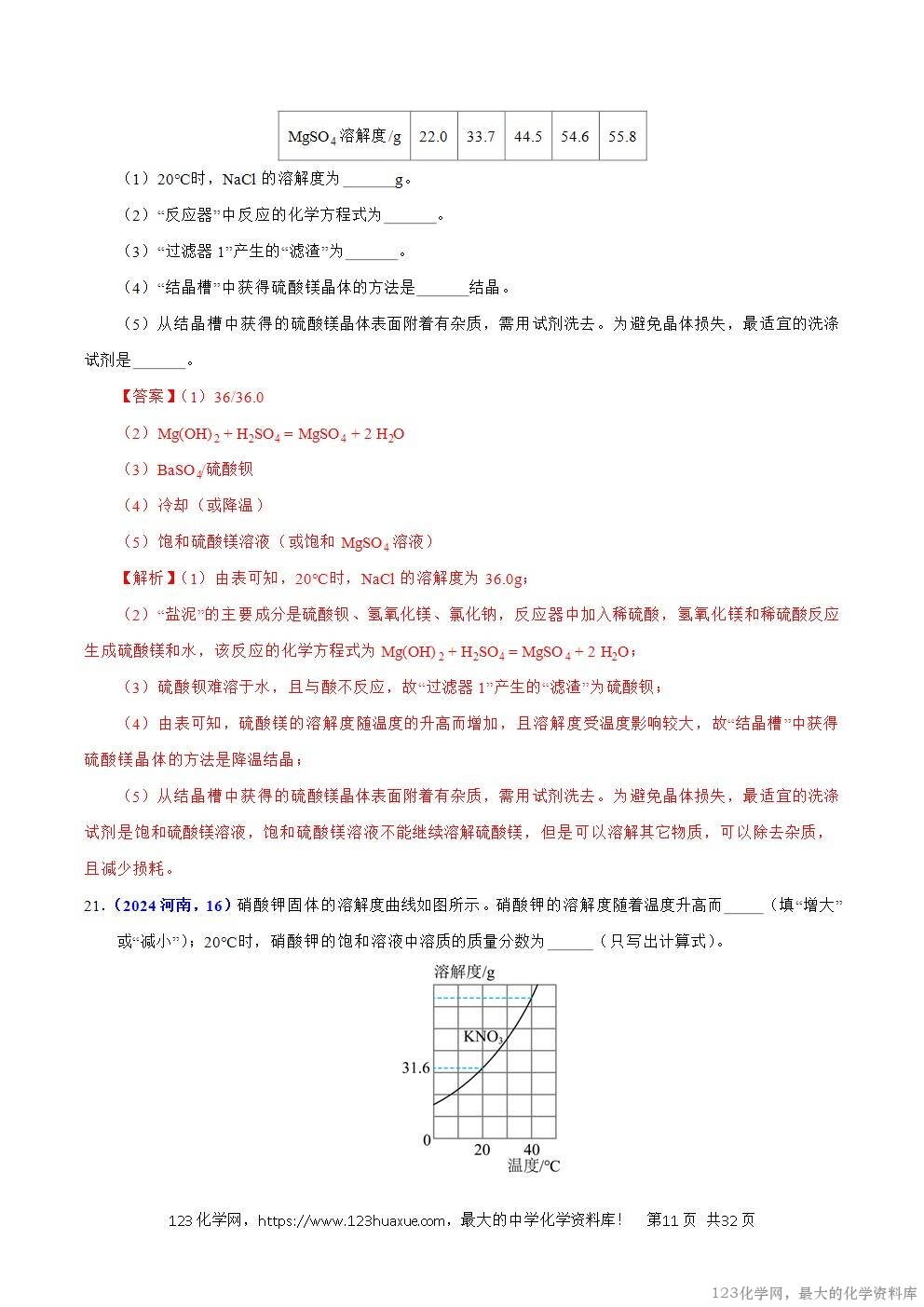 2024年中考化学试卷分类汇编专题12溶液、溶解度与溶液的浓度解析版word版