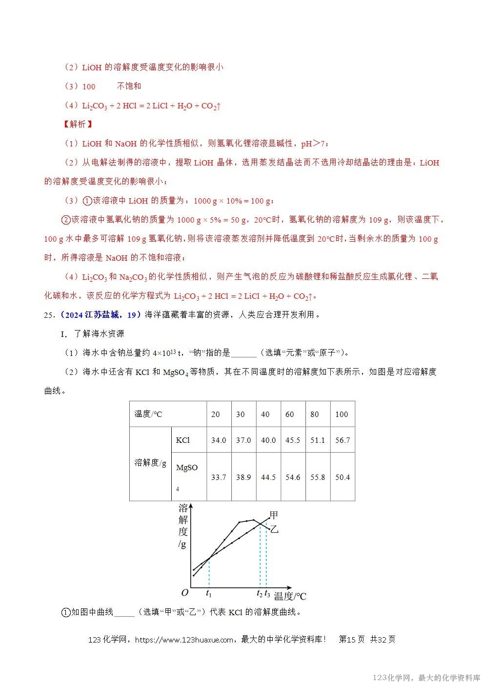 2024年中考化学试卷分类汇编专题12溶液、溶解度与溶液的浓度解析版word版